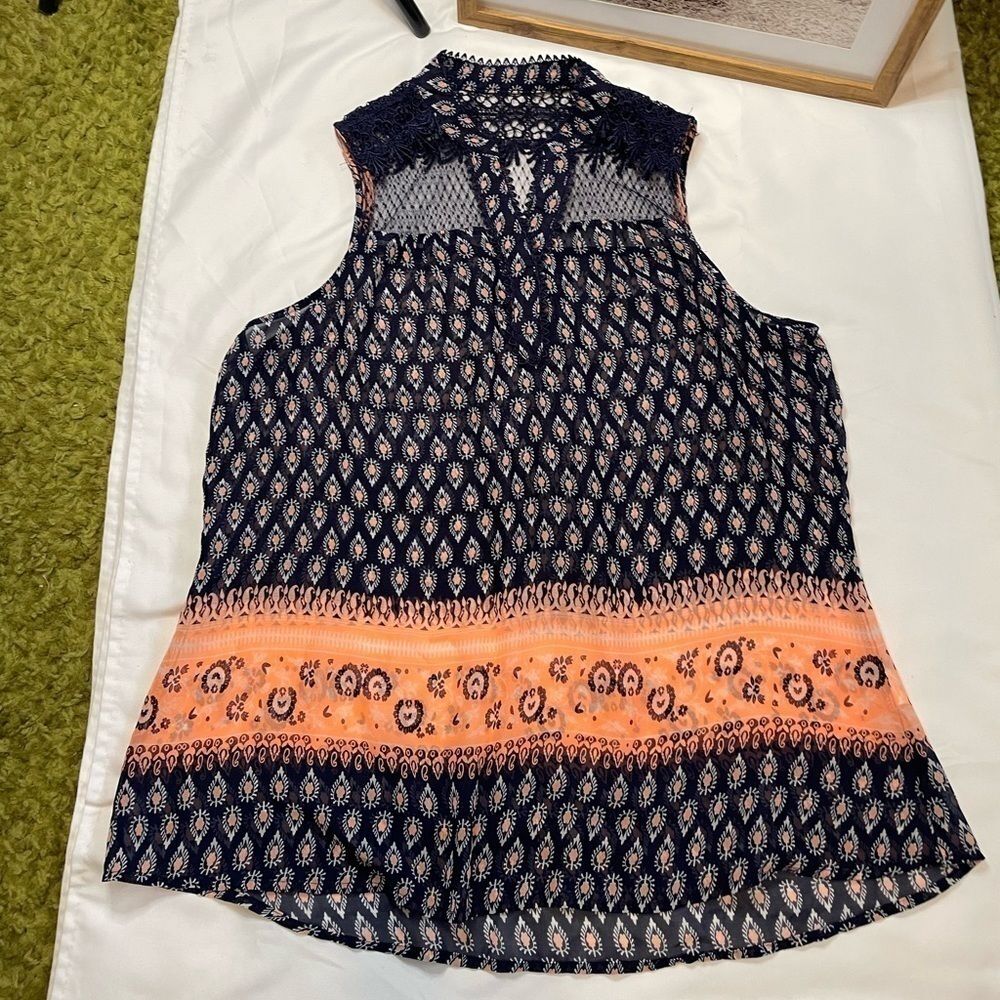 Vanity size large navy blue tank top